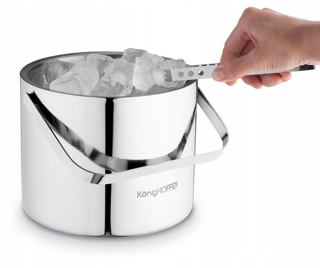 WIADERKO do Lodu 3 L. Szczypce Pojemnik na LÓD Podwójne ścianki Stal Połysk EAN (GTIN) 5903313450263
