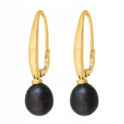 Náušnice ze zlata 585 s tmavou perlou, jedinečný dárek pro milovanou osobu 14 let