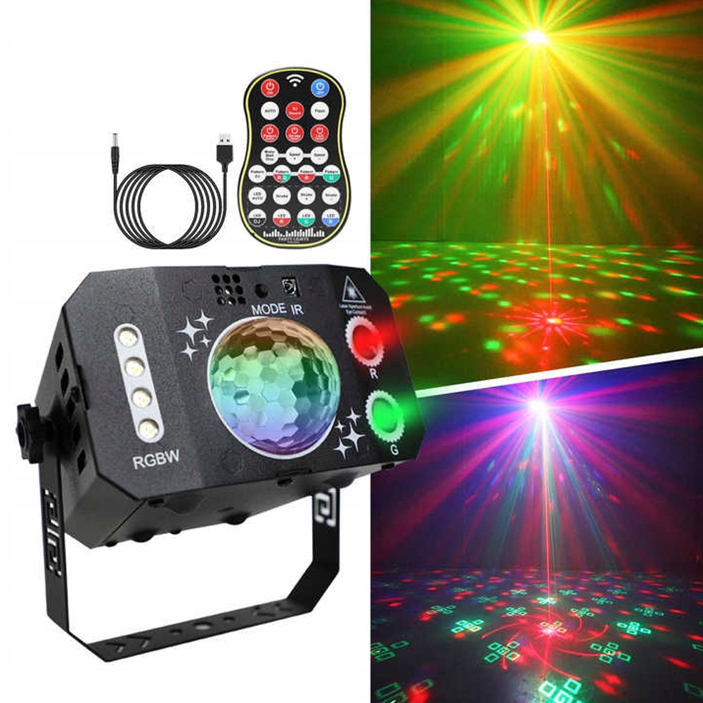 Projektor Diskotékový Koule Disco Laser Lampa Led Rgb Ovládání Dálkové Ovládání
