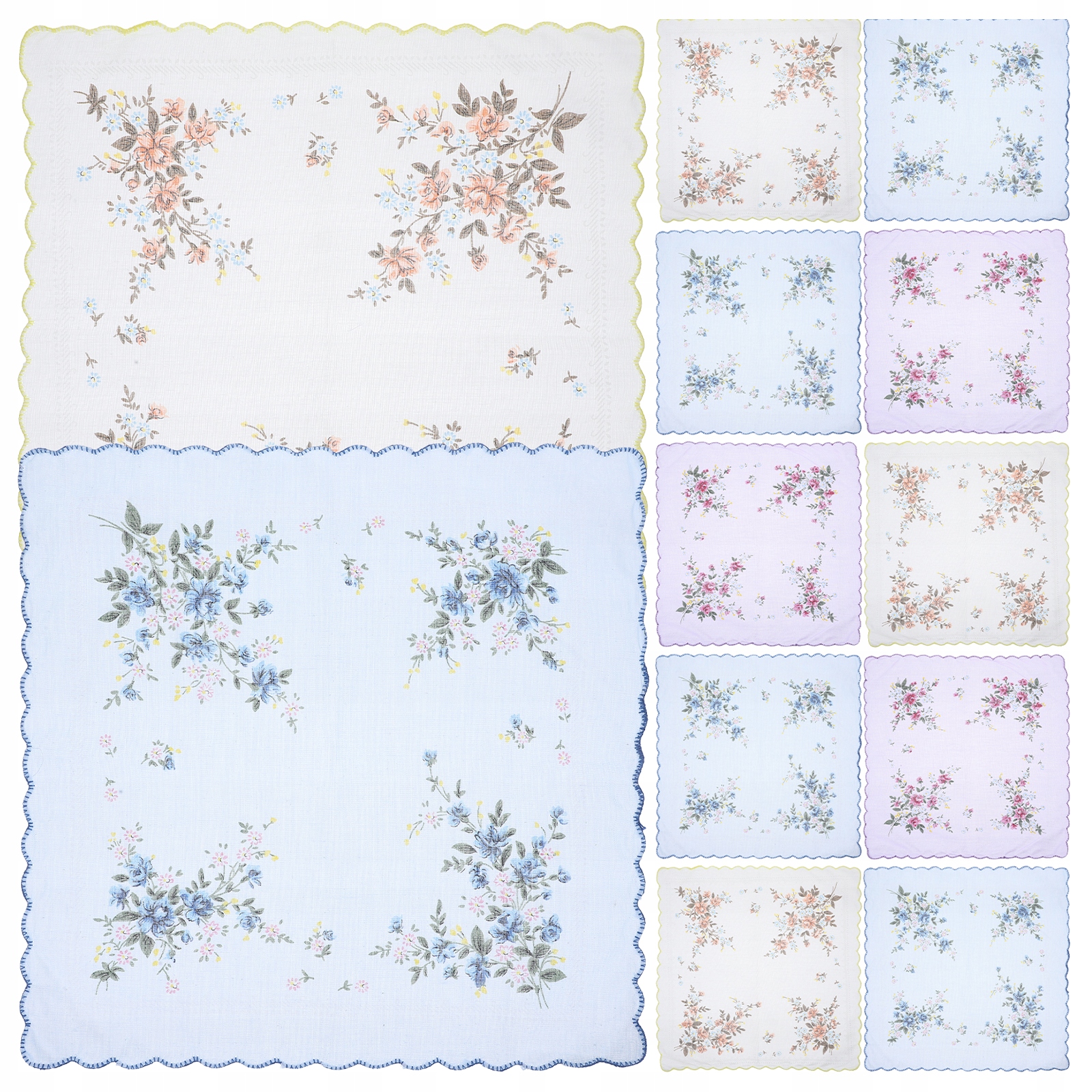 12 SZT. BAWEŁNIANYCH CHUSTECZEK DO NOSÓW CHUSTECZKA DAMSKA WZÓR KWIATOWY CHUSTECZKA DO NOSÓW Długość (cm) 29.5 cm