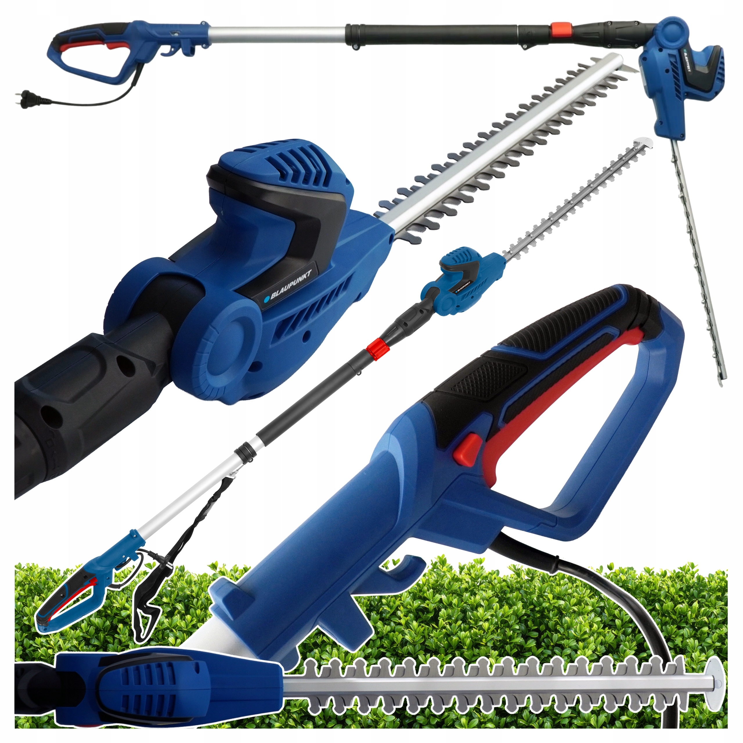 Nożyce Elektryczne Teleskopowe do Żywopłotu Blaupunkt 1500W Wysięgnik Pas