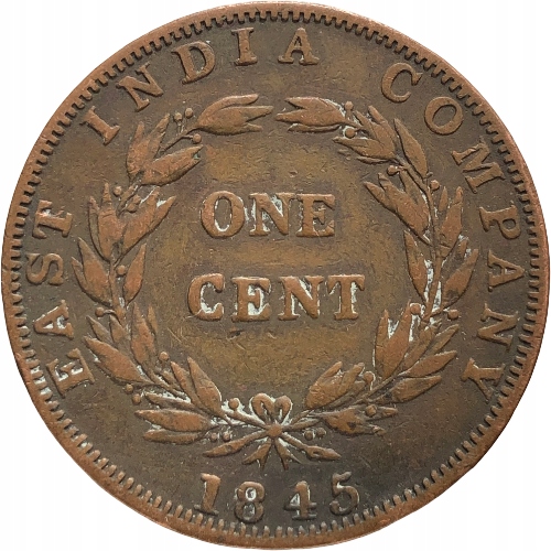 56286. Straits Settlements 1 cent, 1845r.