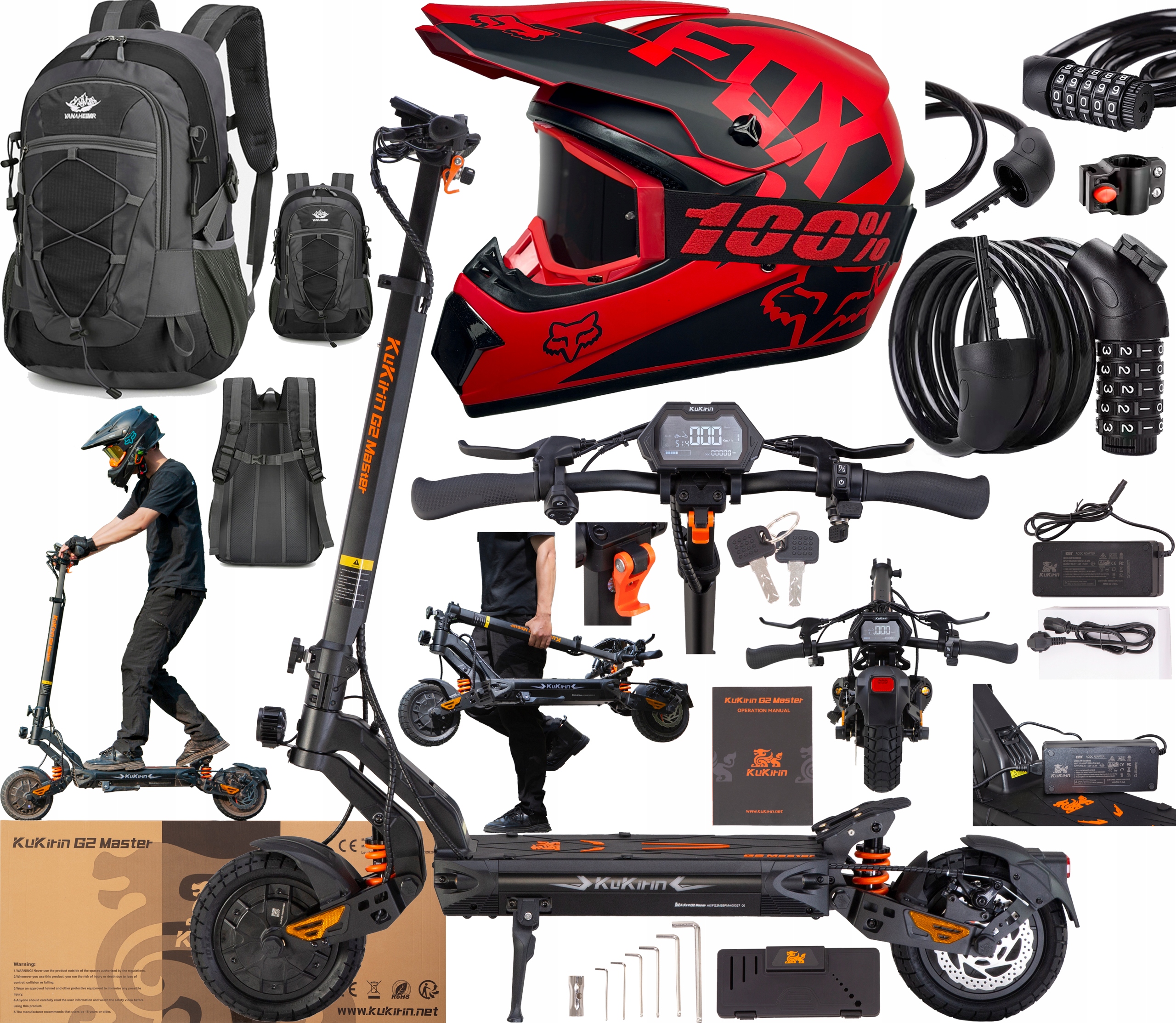 2026 KuKirin G2 Master Terénní 2000W 52V 20,8AH 60KM/H 70KM 10" Dárky