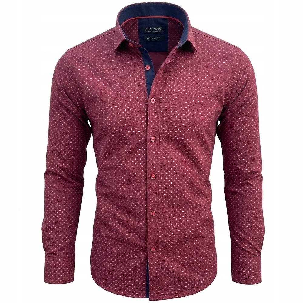 Ego Man košile pánská EKR-1236 regular fit dlouhý rukáv M bordó