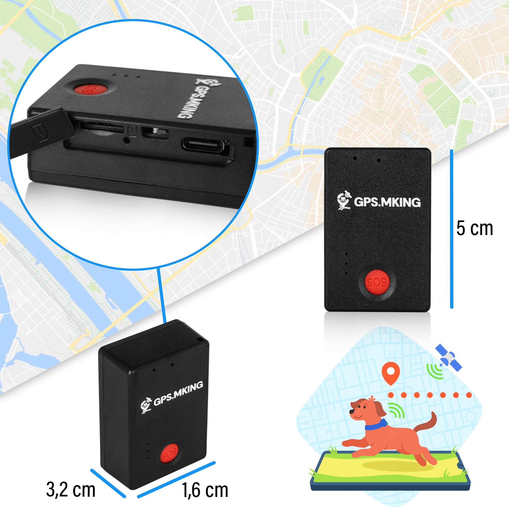 LOKALIZATOR GPS PSA KOTA ETUI NA OBROŻĘ BEZ ABONAMENTU DARMOWA APLIKACJA X5 Stan opakowania oryginalne