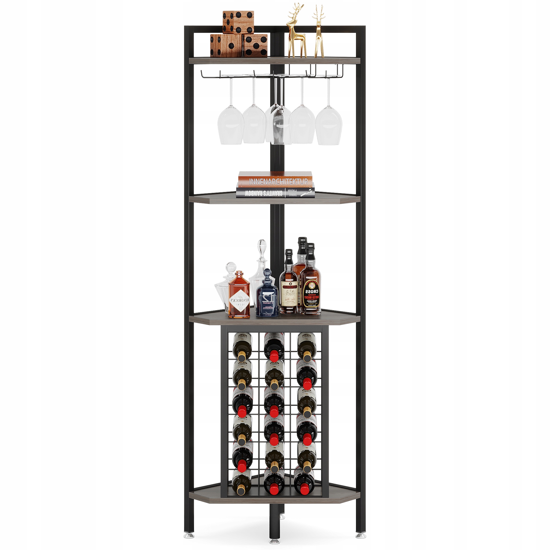 Stojan na víno rohový Tribesigns Domáci bar Loft 18 Retro fliaš