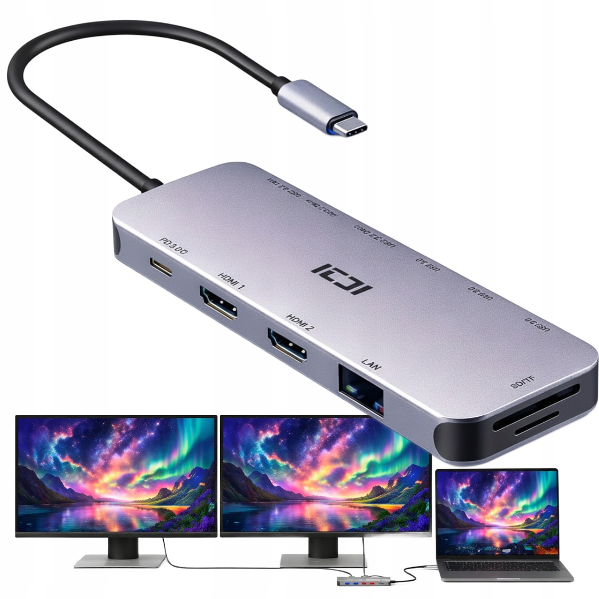 Stacja dokująca Usb-c do laptopa Msi do 2 monitorów rozszerzenie obrazu