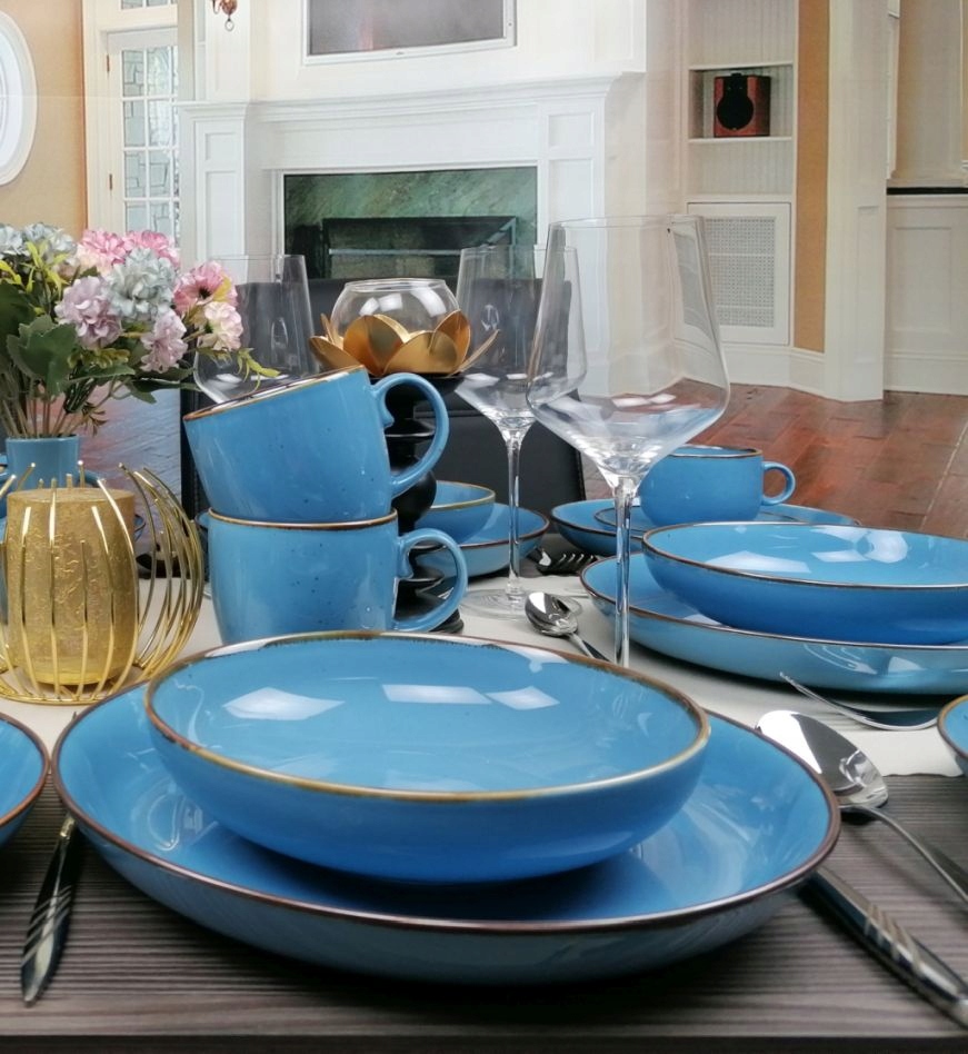 BOGUCICE RUSTIC BLUE SERWIS ZESTAW OBIADOWY 18 EL Marka Bogucice