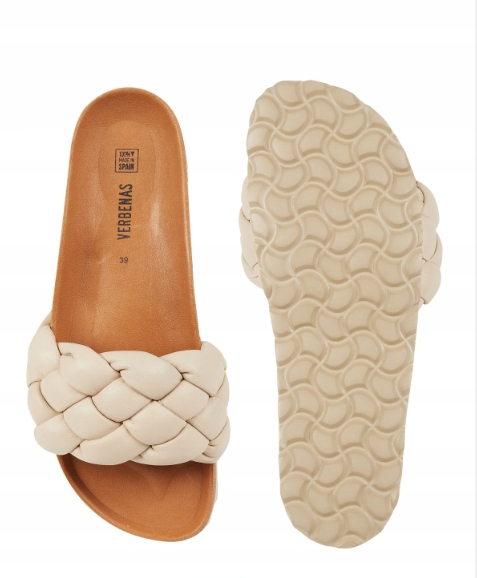 Verbenas Nazouváky Rai Trenza béžové kožené komfortní pohodlné pletené vel. 40