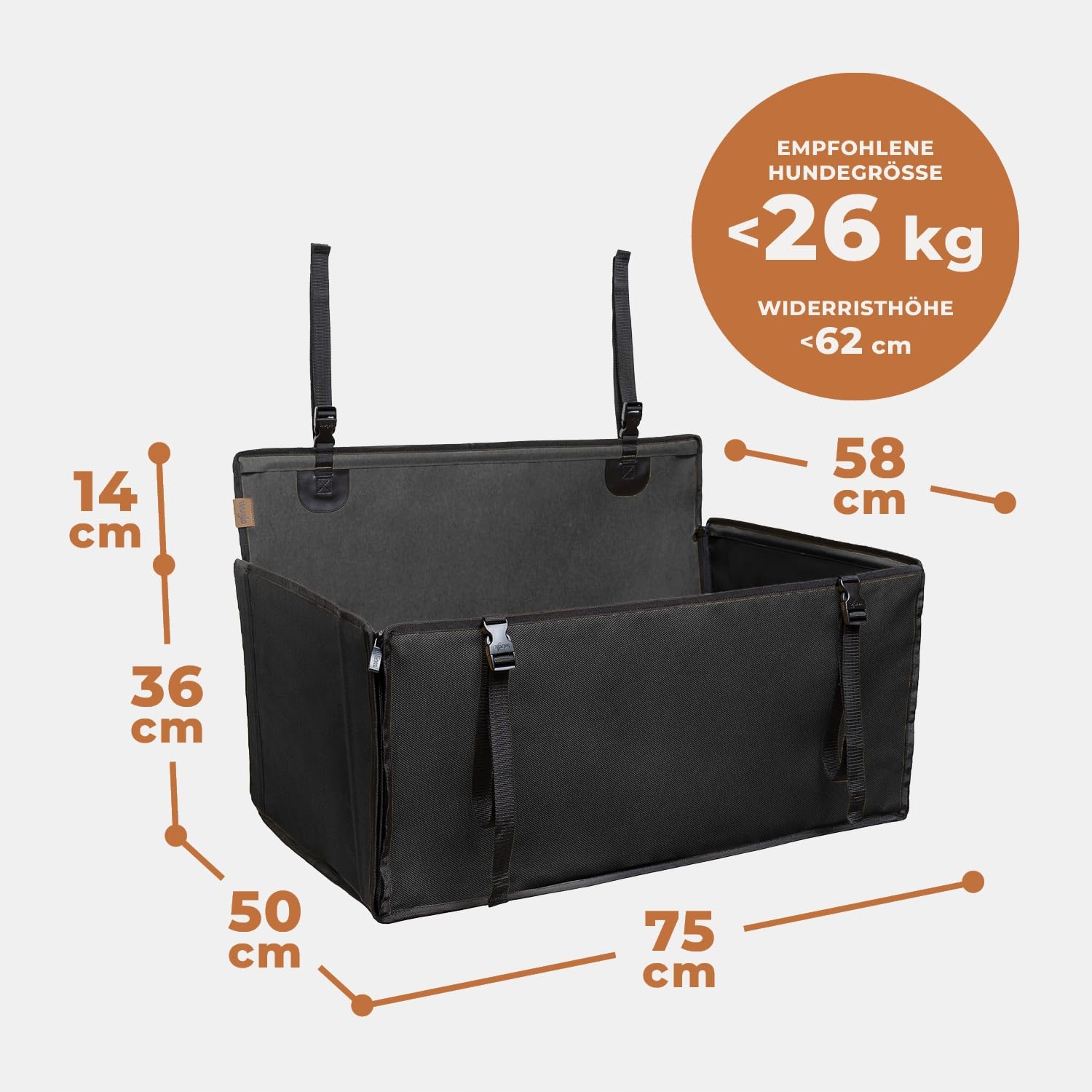 WUGLO Wodoszczelny Stabilny Fotelik Samochodowy Dla Psa (Czarny, L) — miniatura 2