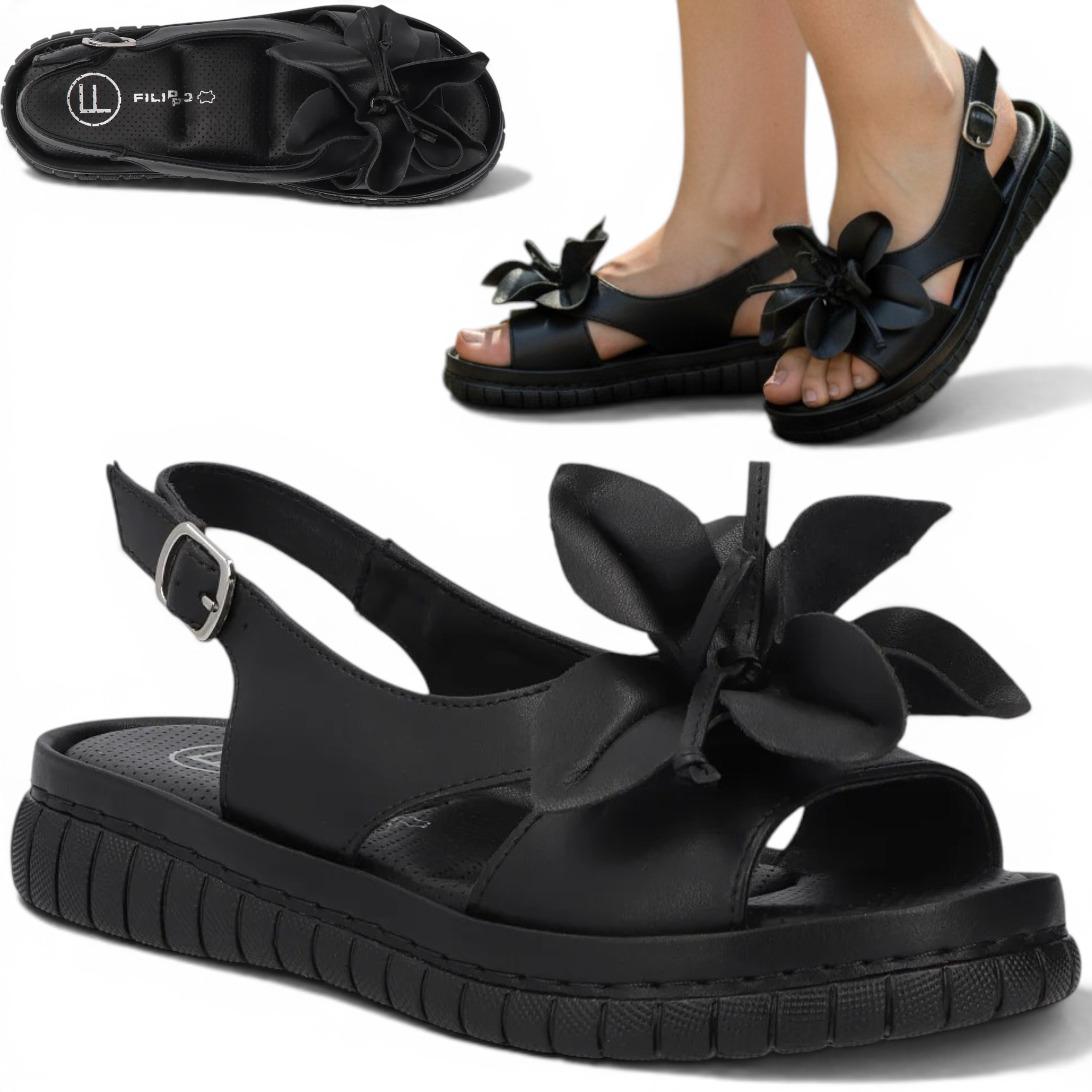 Dámské kožené sandály 37 na zip Elegantní Pohodlné Filippo Módní