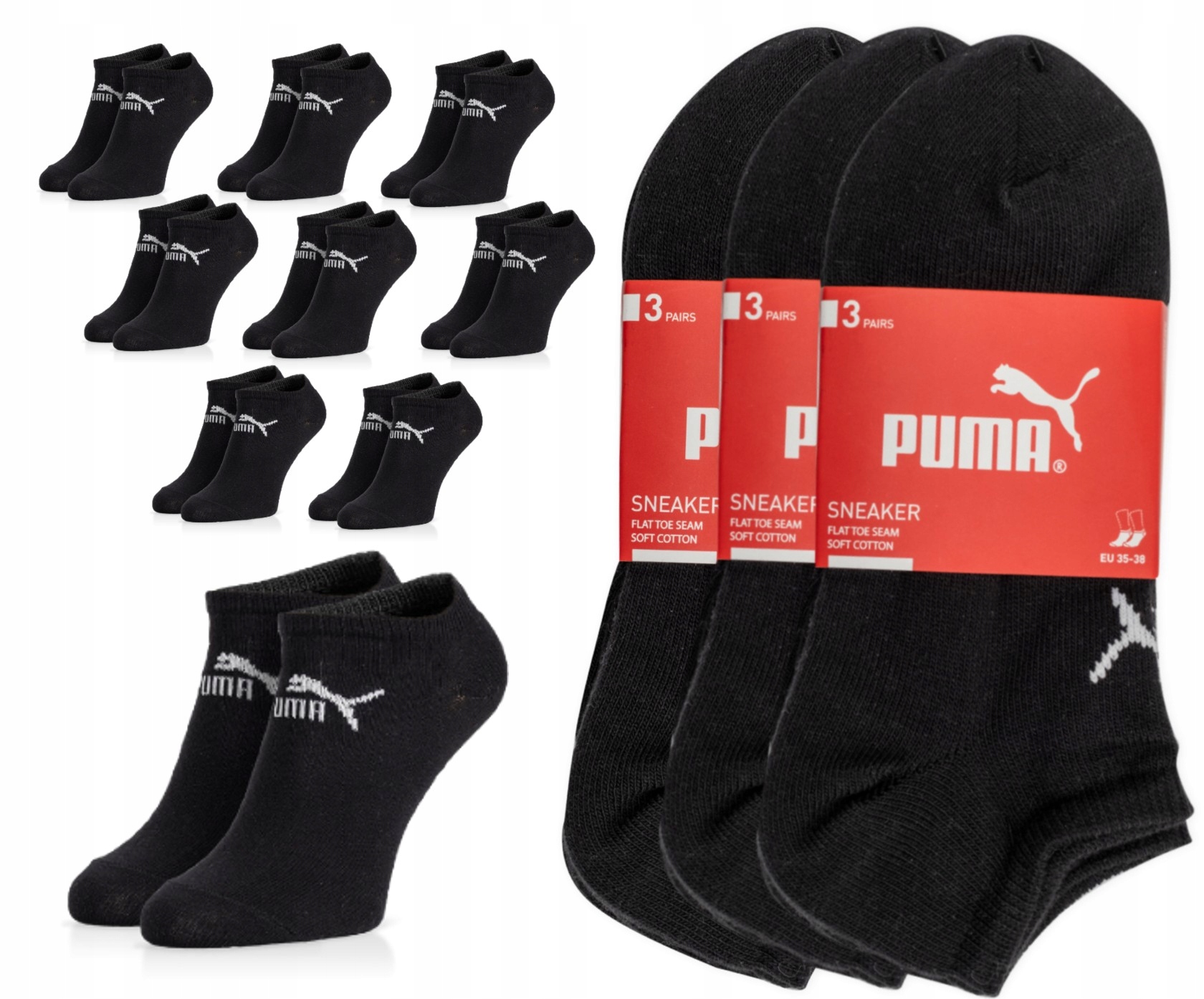

Skarpety stopki Puma 9 par r. 39/42 czarne