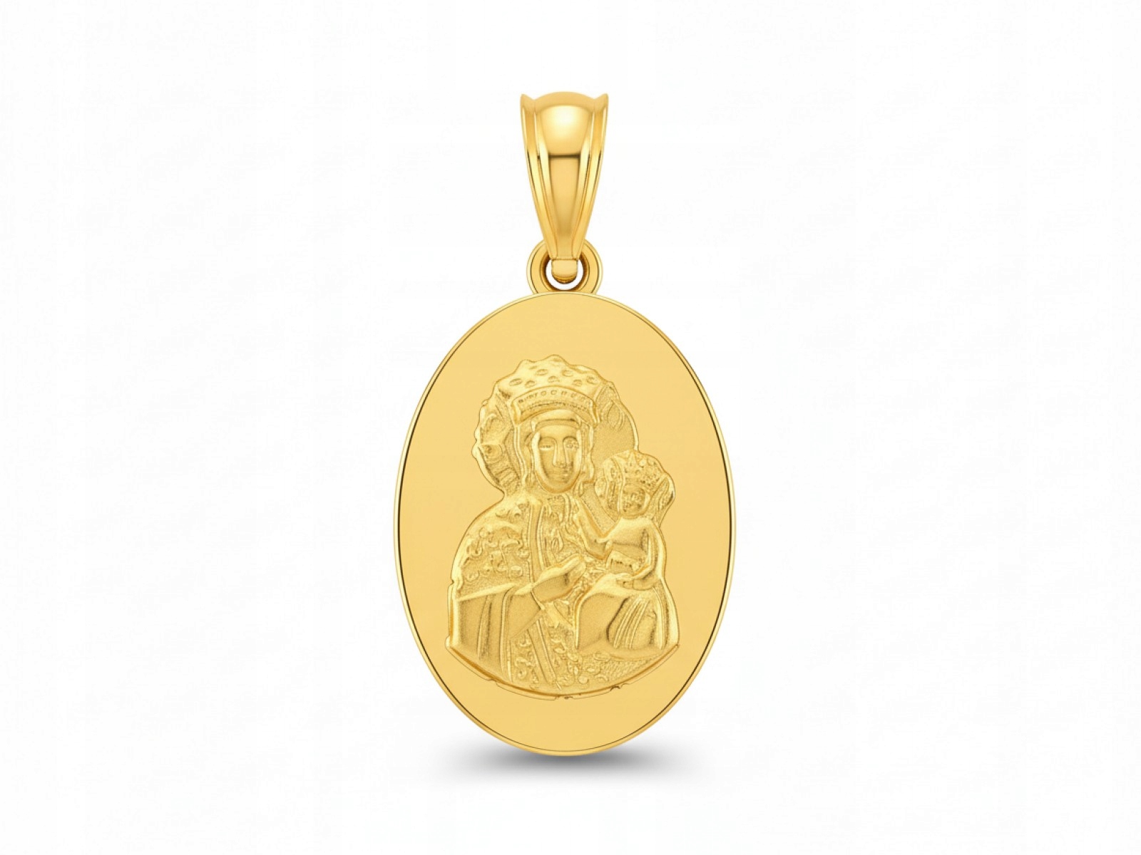 Zlatý medailonek 585 Oválný s obrázkem Matky Božské Čenstochovské 1.1 g