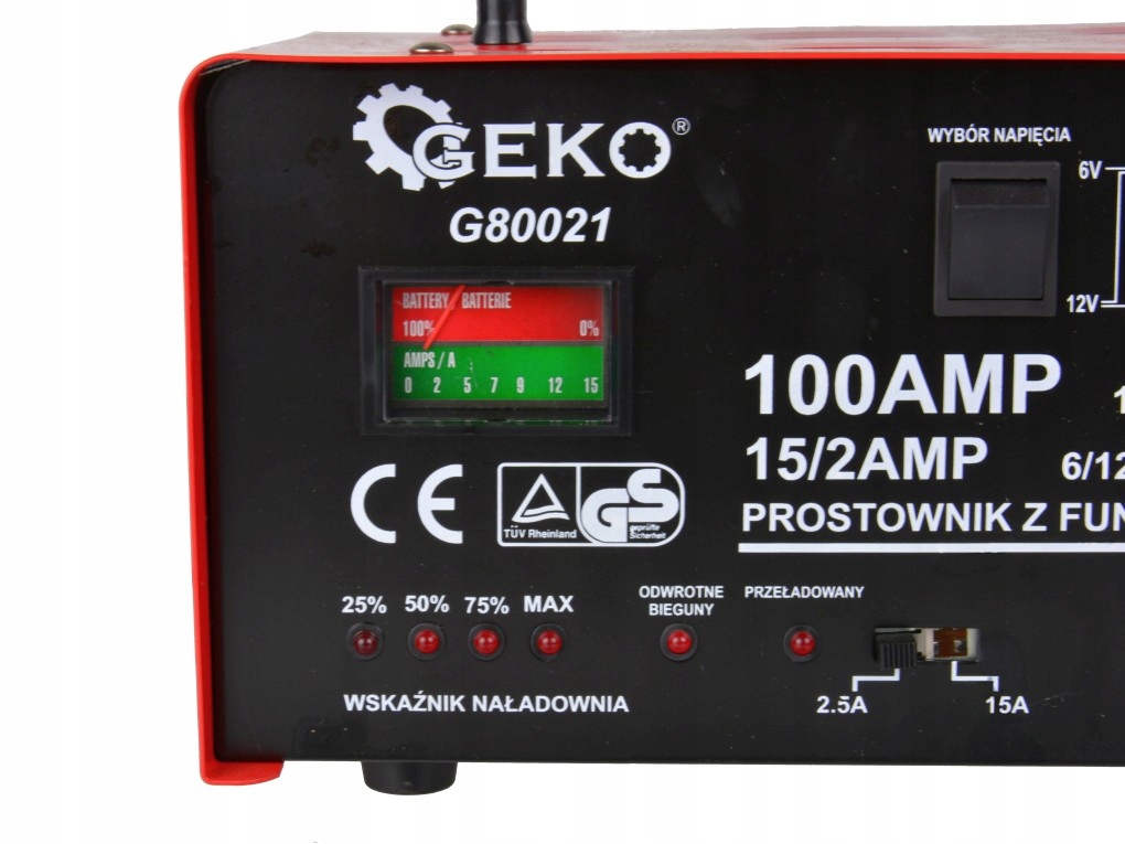 PROSTOWNIK Z ROZRUCHEM 6 12V ROZRUCH 100A Maximum amperage 15 A