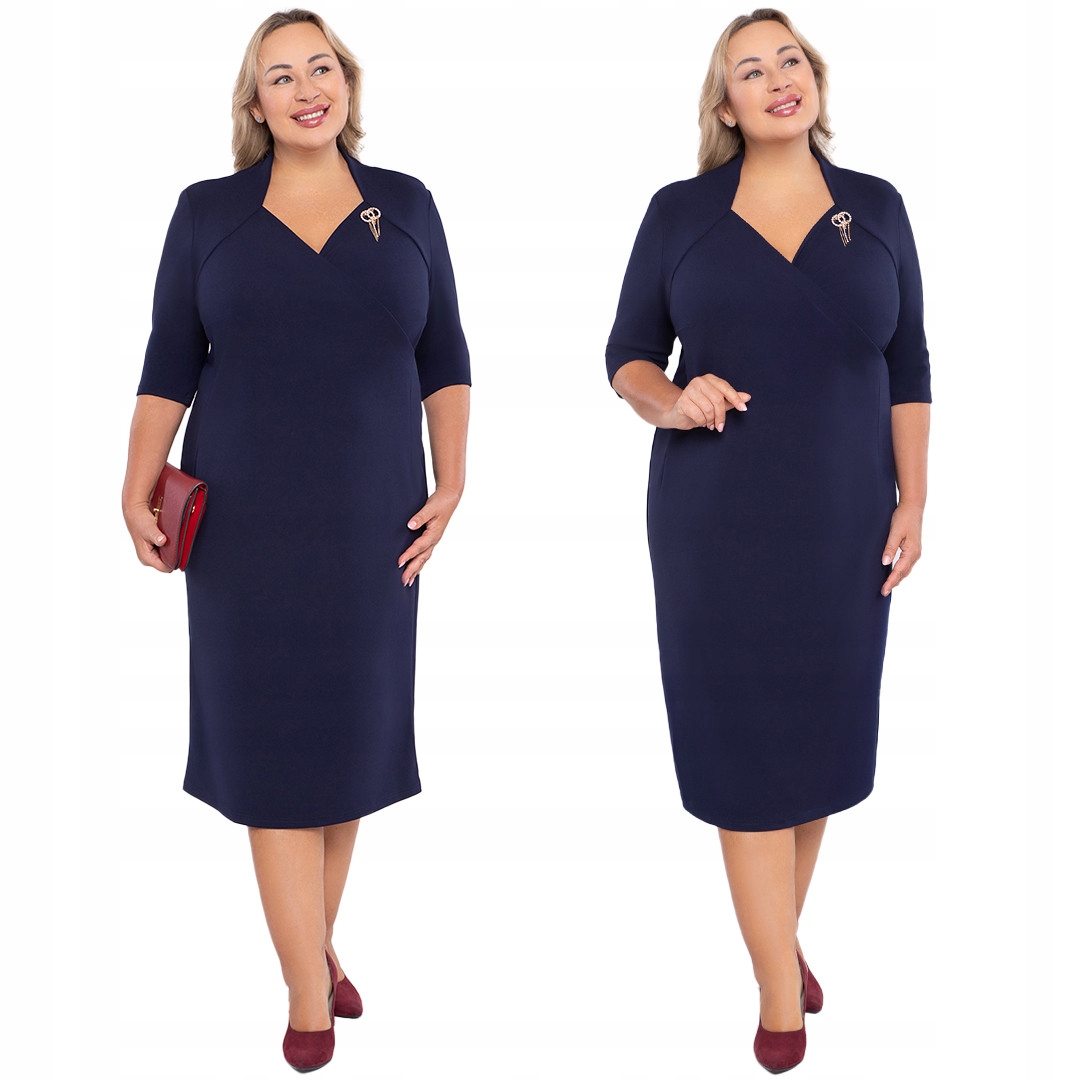 Tmavě modré šaty s broží 58