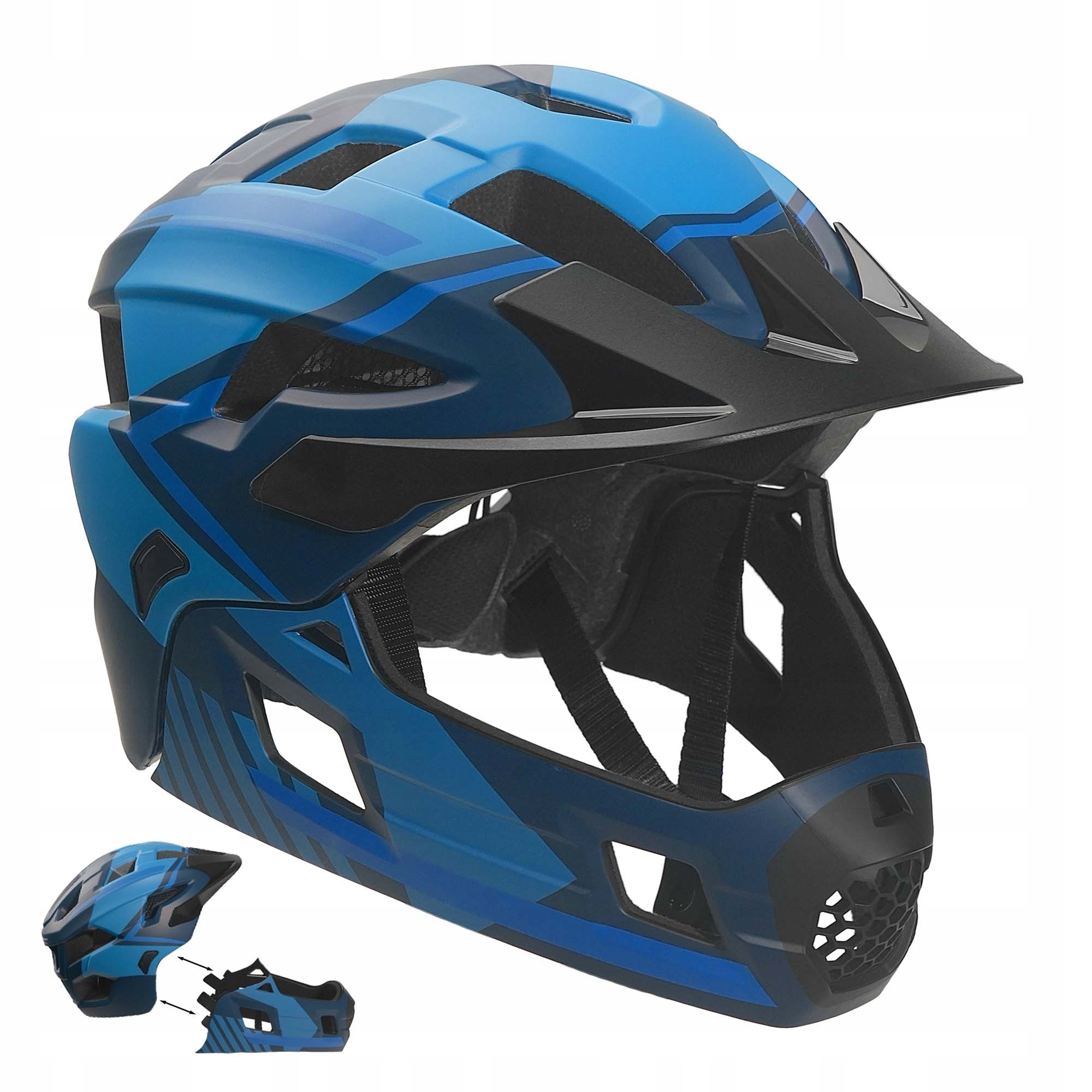Kask rowerowy full face dziecięcy Crazy Safety 2w1 Mtb Bmx M 55-58 Blue