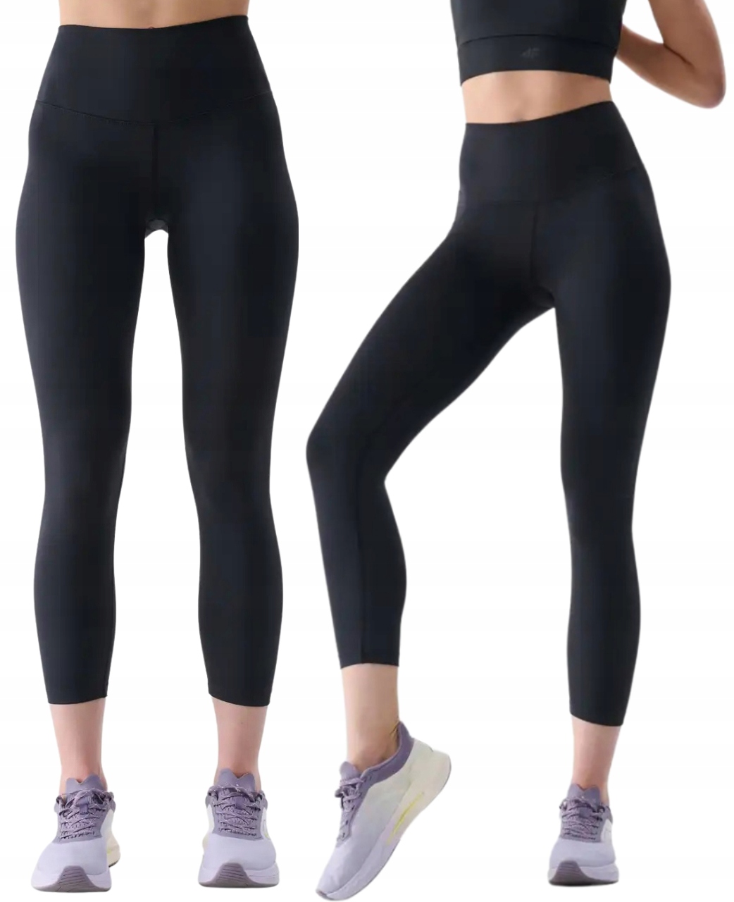 Damskie czarne legginsy treningowe 7/8 z wysokim stanem 4F TFTIF308 M