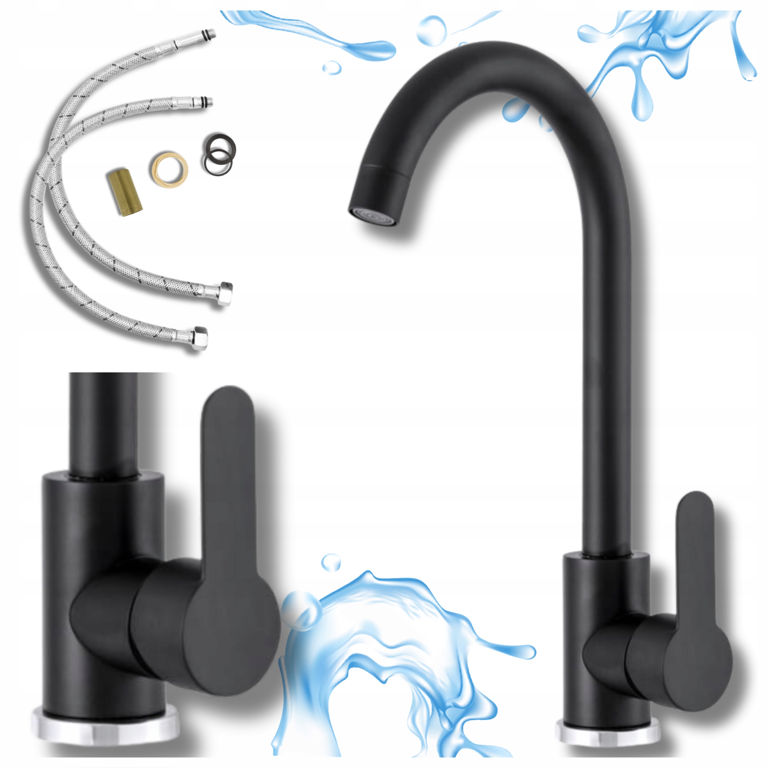 Kuchyňská stojánková baterie černá Granit Dego Kuchyňský kohout do dřezu