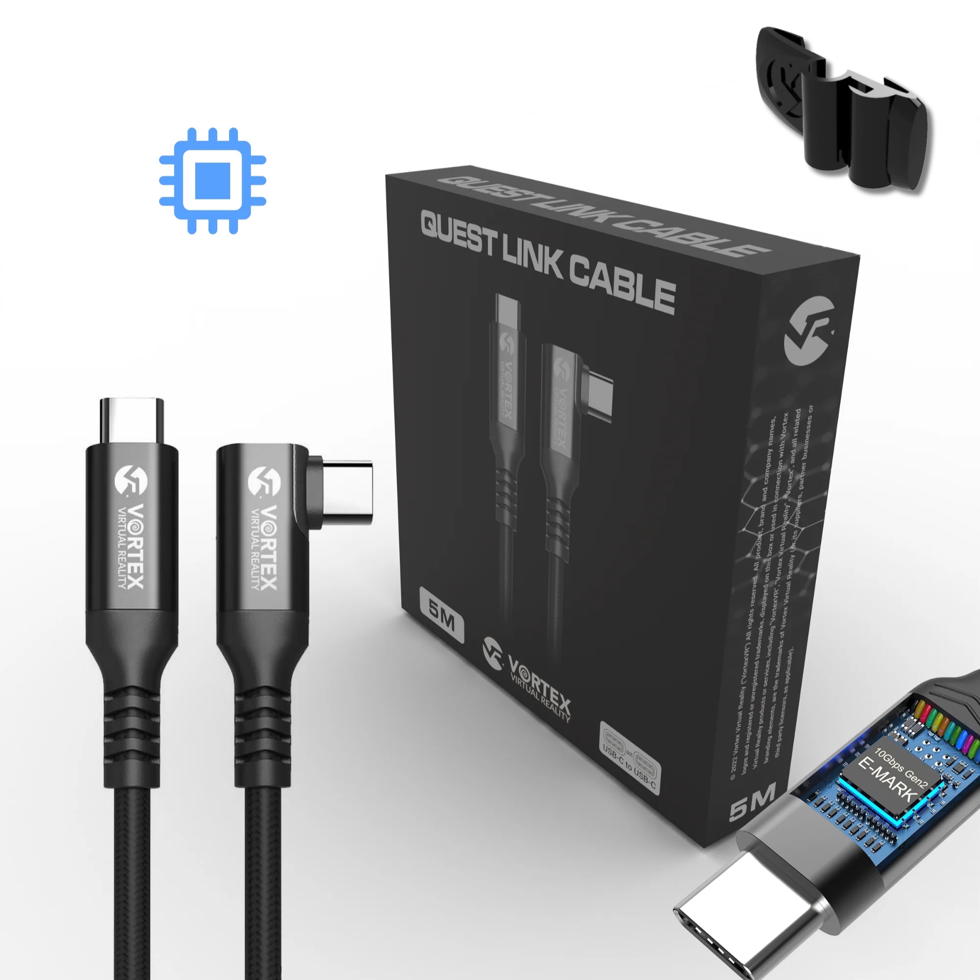 VortexVR Kabel pro Meta Link 5m Usb-c nabíjecí Upevňovací prvek