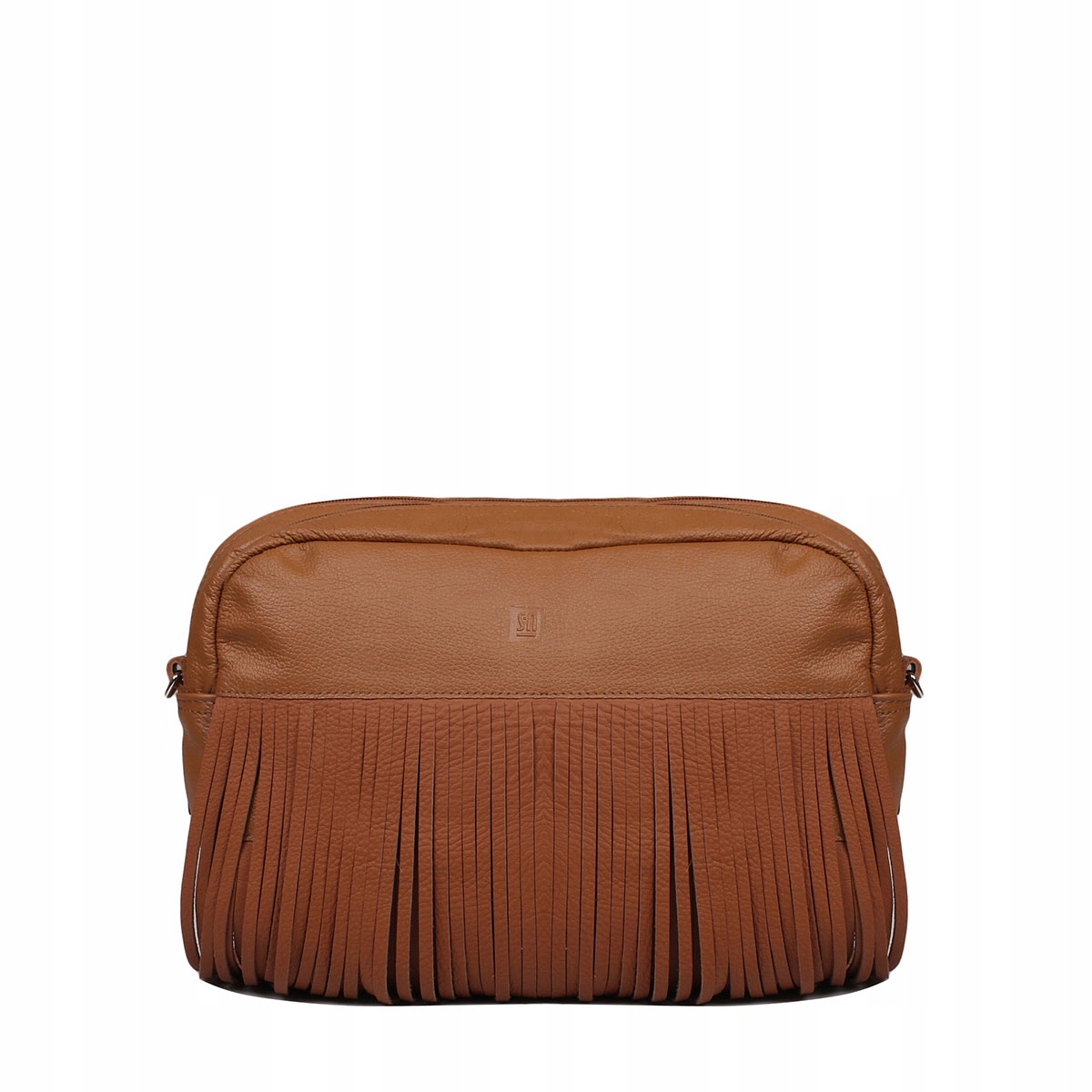 Kožená kabelka s třásněmi, hnědá kabelka přes rameno Słoń Torbalski, ruční výroba