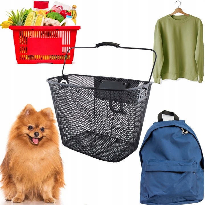 DUŻY KOSZ NA ROWER METALOWY KOSZYK ROWEROWY CLICK + GRATIS LAMPA ROWEROWA Umiejscowienie na przód