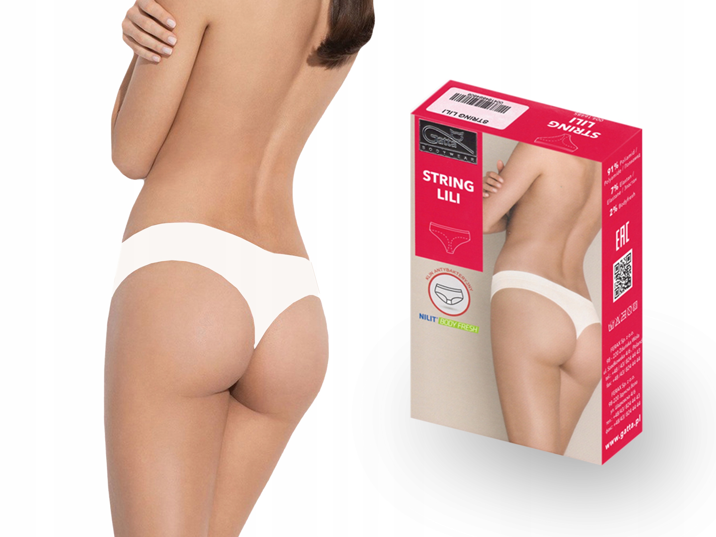 

Gatta stringi Lili String, bezszwowe, białe, XL