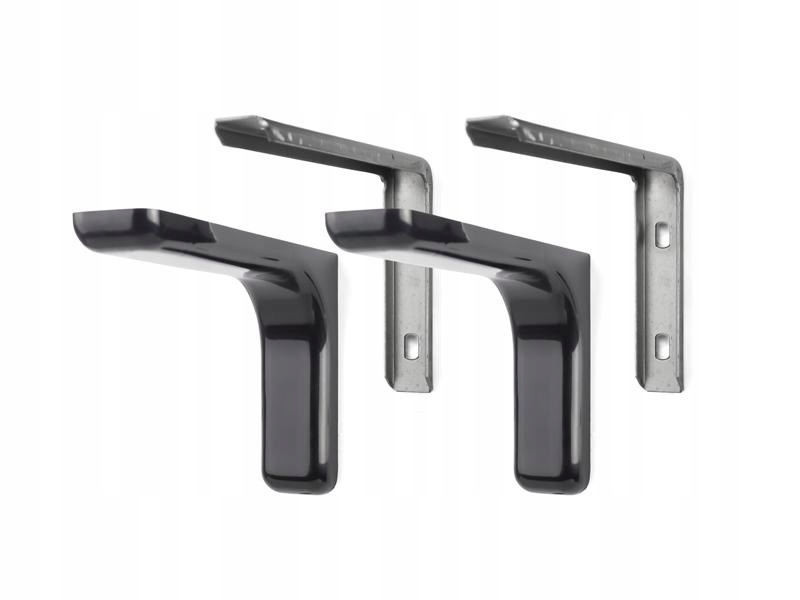 2x WSPORNIK POD PÓŁKĘ Z MASKOWNICĄ CZARNY 120mm