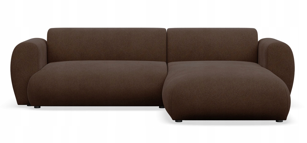 Rohová Sedací Souprava s funkcí spaní Emia L-tvarovaná, pravostranná, hnědá žinylka