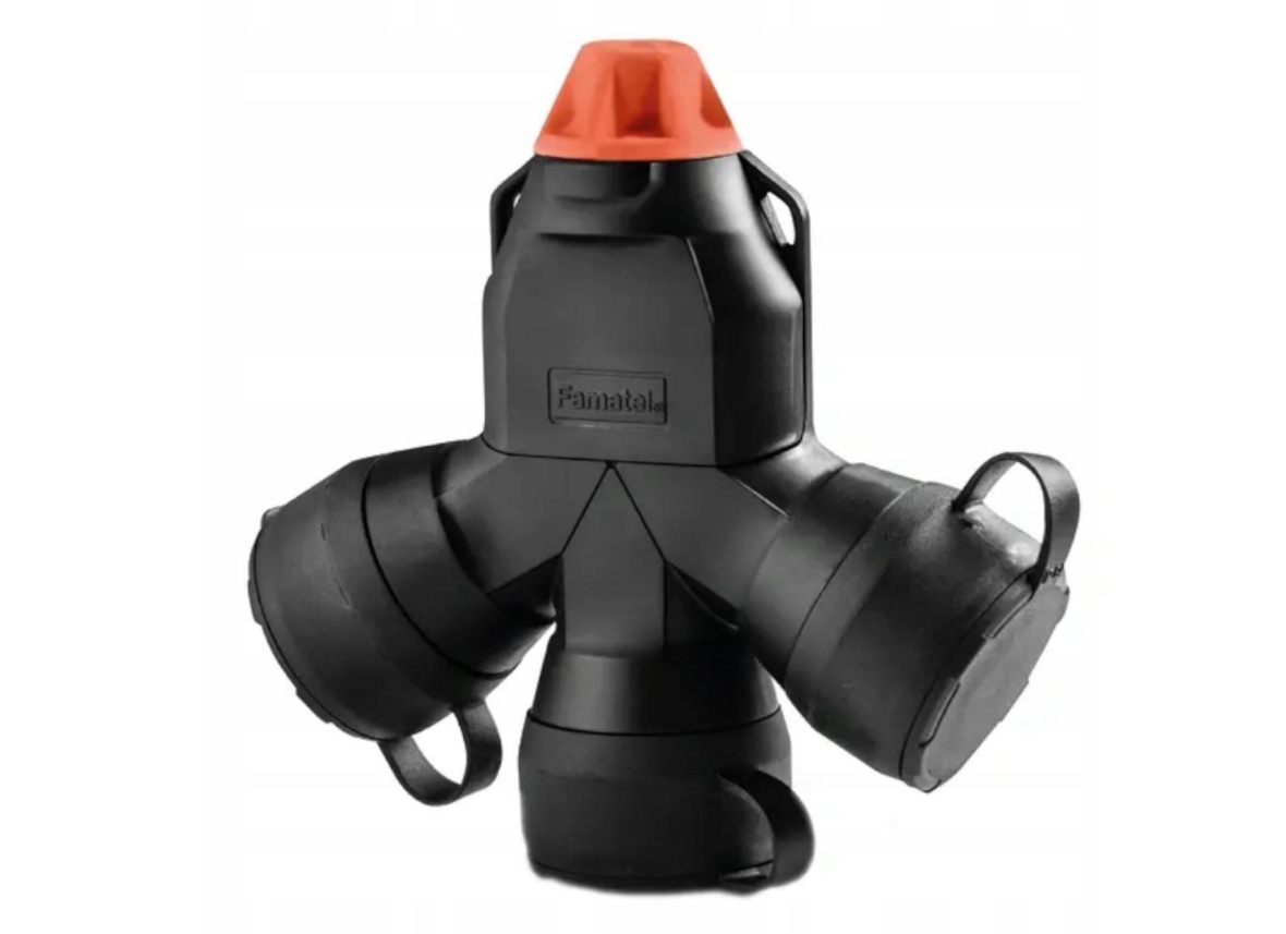 T-rozdělovač Rozbočka Gumový Síťový 16A 2P 3x 250V 3680W IP54 Famatel