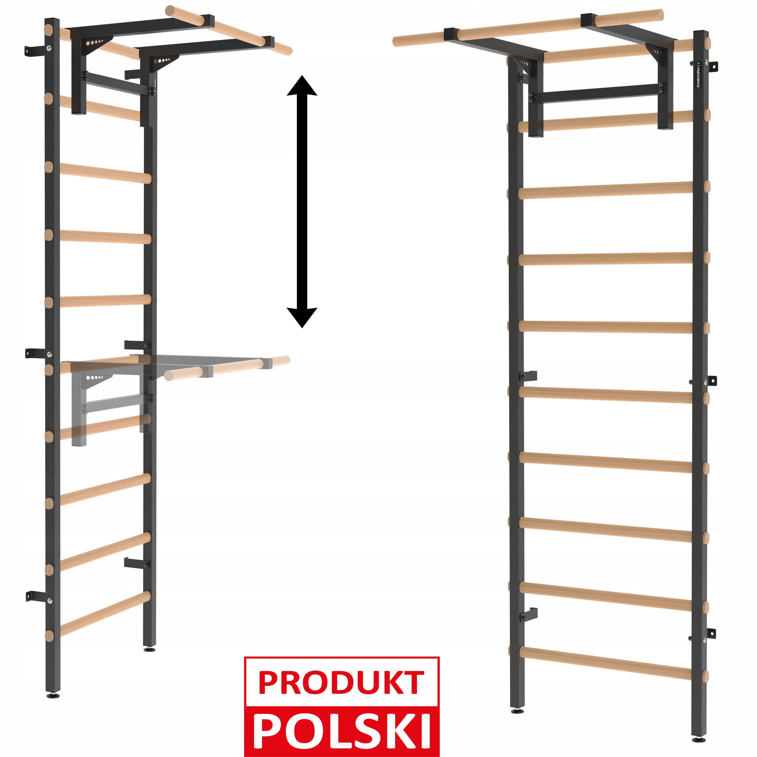 Drabinka Gimnastyczna metal-drewno z drążkiem do podciągania Endorfit