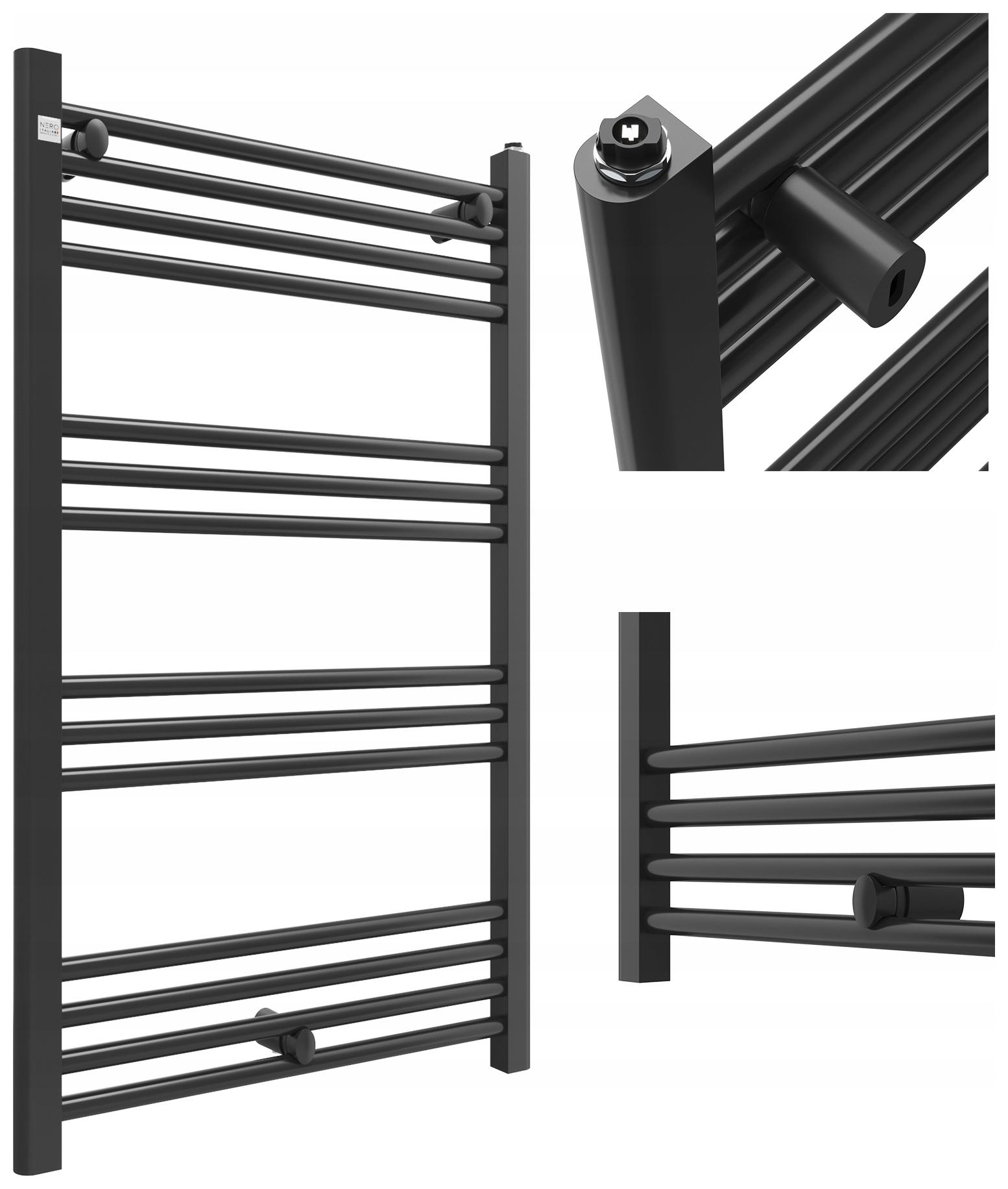 Rebríkový radiátor do kúpeľne čierny Ohrievač 100/60 cm dekoratívny Puerto