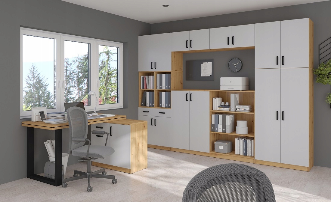 Biurko z komodą METZ 130 dąb artisan Wykończenie inne