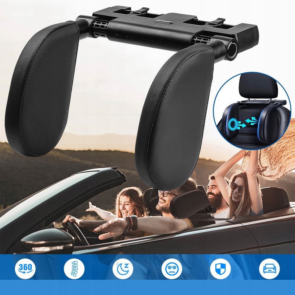 ZAGŁÓWEK KOMFORTOWE OPARCIE PODUSZKA PODRÓŻNA NA GŁOWĘ SAMOCHODU REGULOWANA