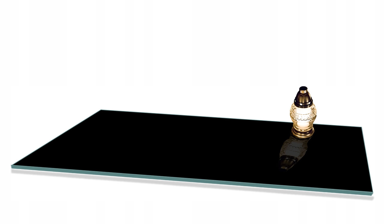 Skleněná Podložka Pod Svícen Květiny 90x52 Černá