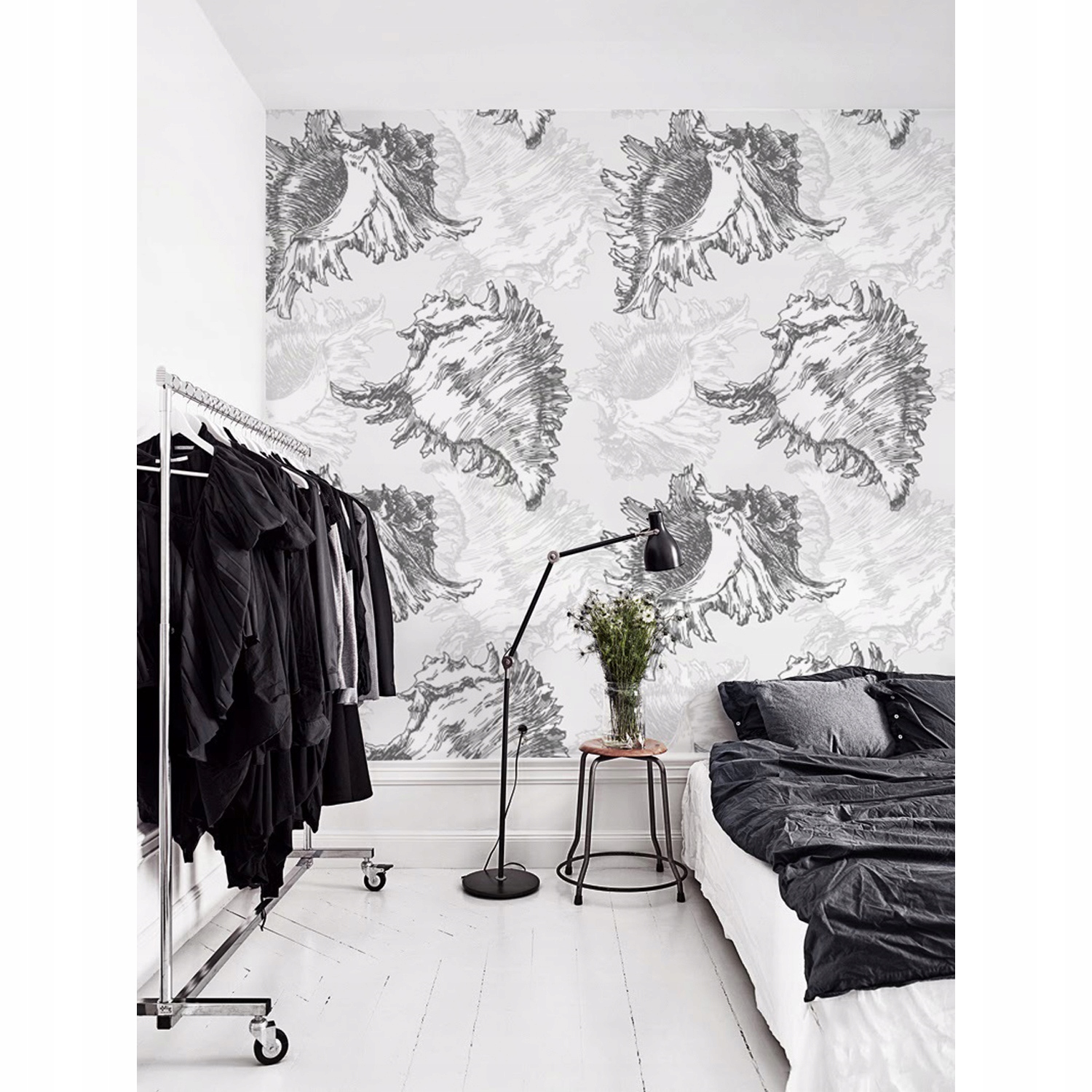 

Fototapeta ścienna Szary szkic muszelek 250x250 cm