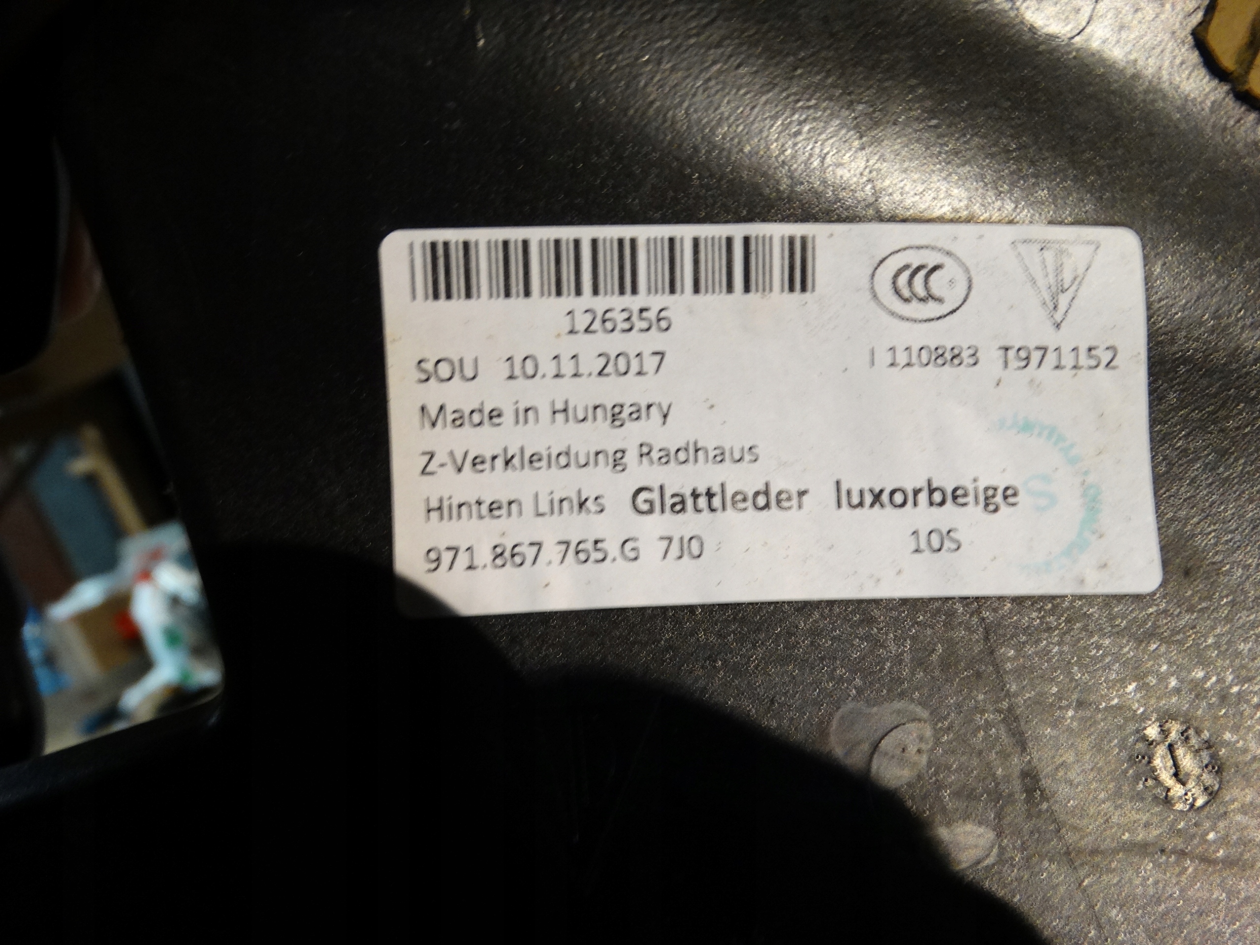 cover KANAPY rear left PORSCHE PANAMERA 971