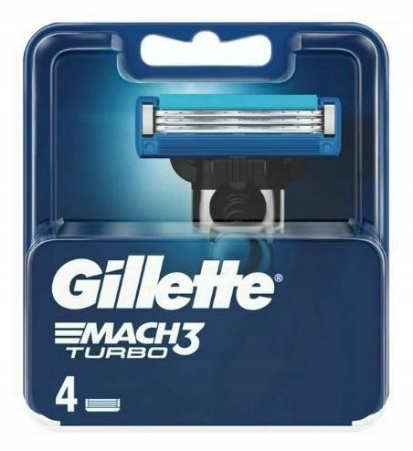 Gillette Mach 3 Turbo vyměnitelné břity pro holicí strojek 4 ks