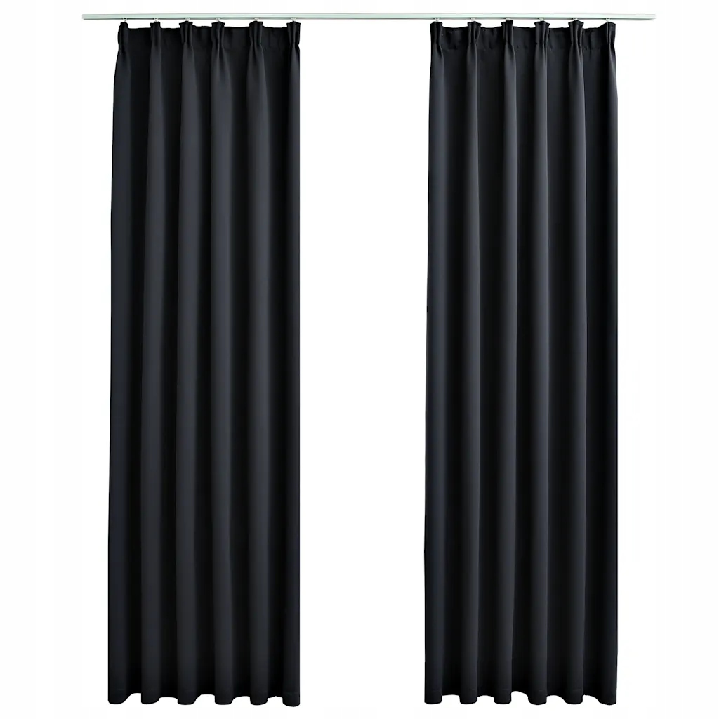 Záclony Blackout s háčky černé 140 x 175 cm