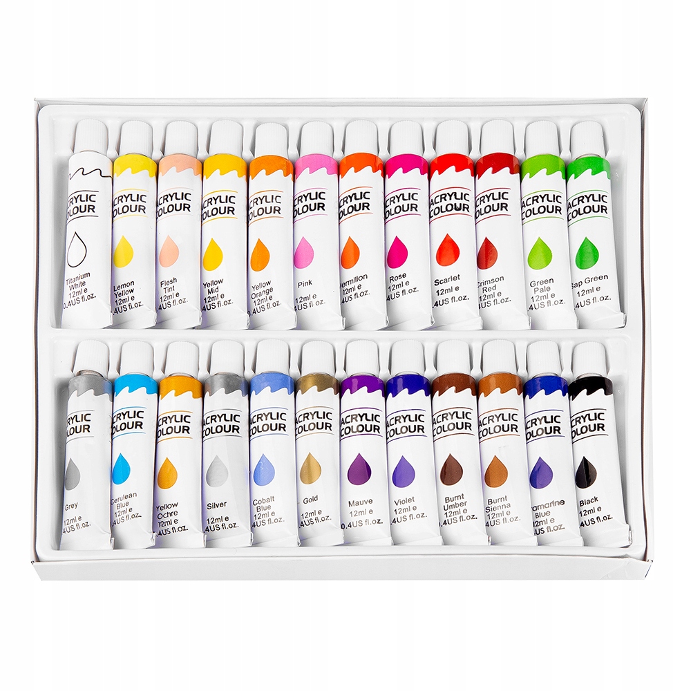 FARBY AKRYLOWE TUBKI 24 KOLORY PO 12 ml EASY WYPRAAWKA SZKOLNA PLASTYKA EAN (GTIN) 5902693277927