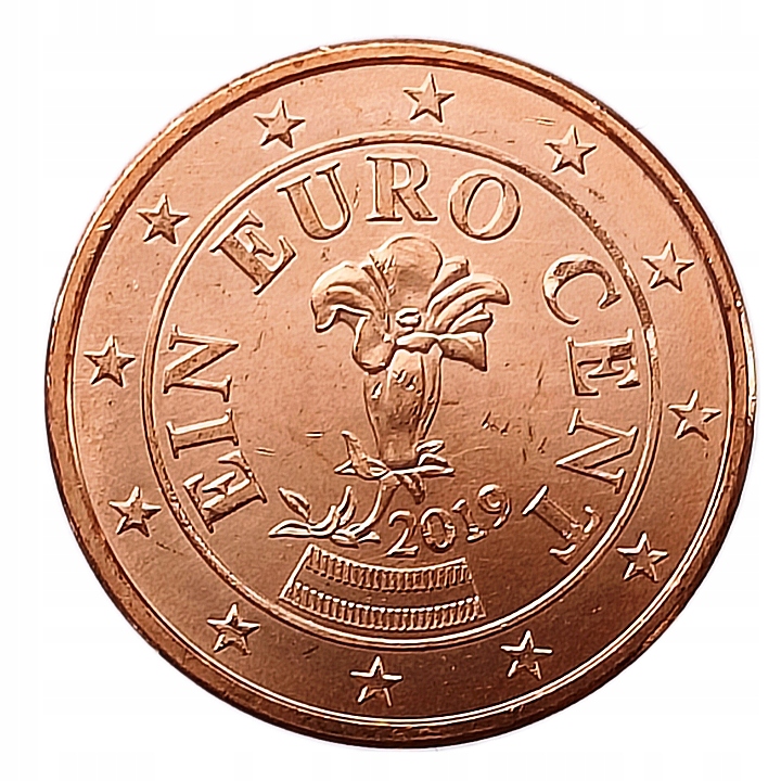 AUSTRIA 1 EURO CENT 2019 KWIAT MENNICZA