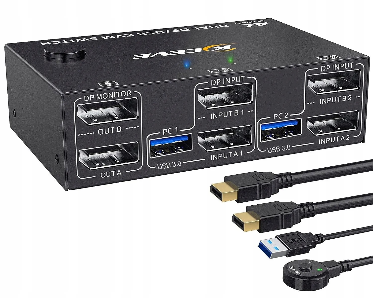 Přepínač Kvm Kceve 4K Ultra Hd Usb 3.0 Dp Switch 144 Hz Displayport Pro