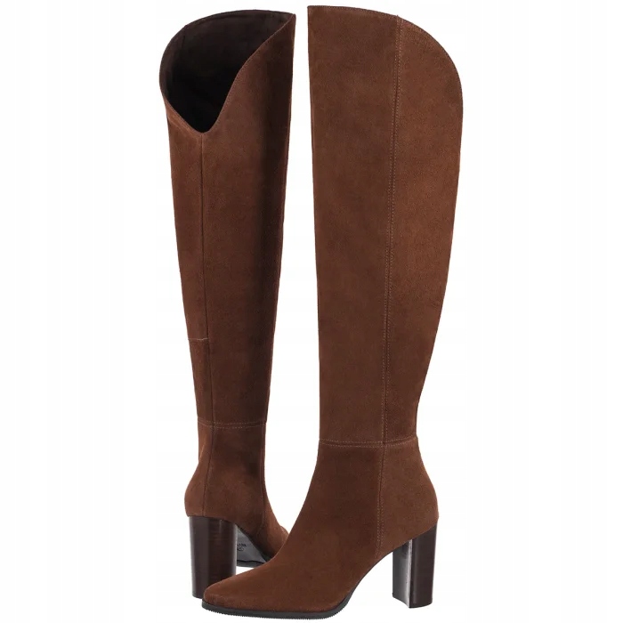 Dámské kožené kozačky na podpatku Ryłko hnědé C8XW2_T_M_2TA