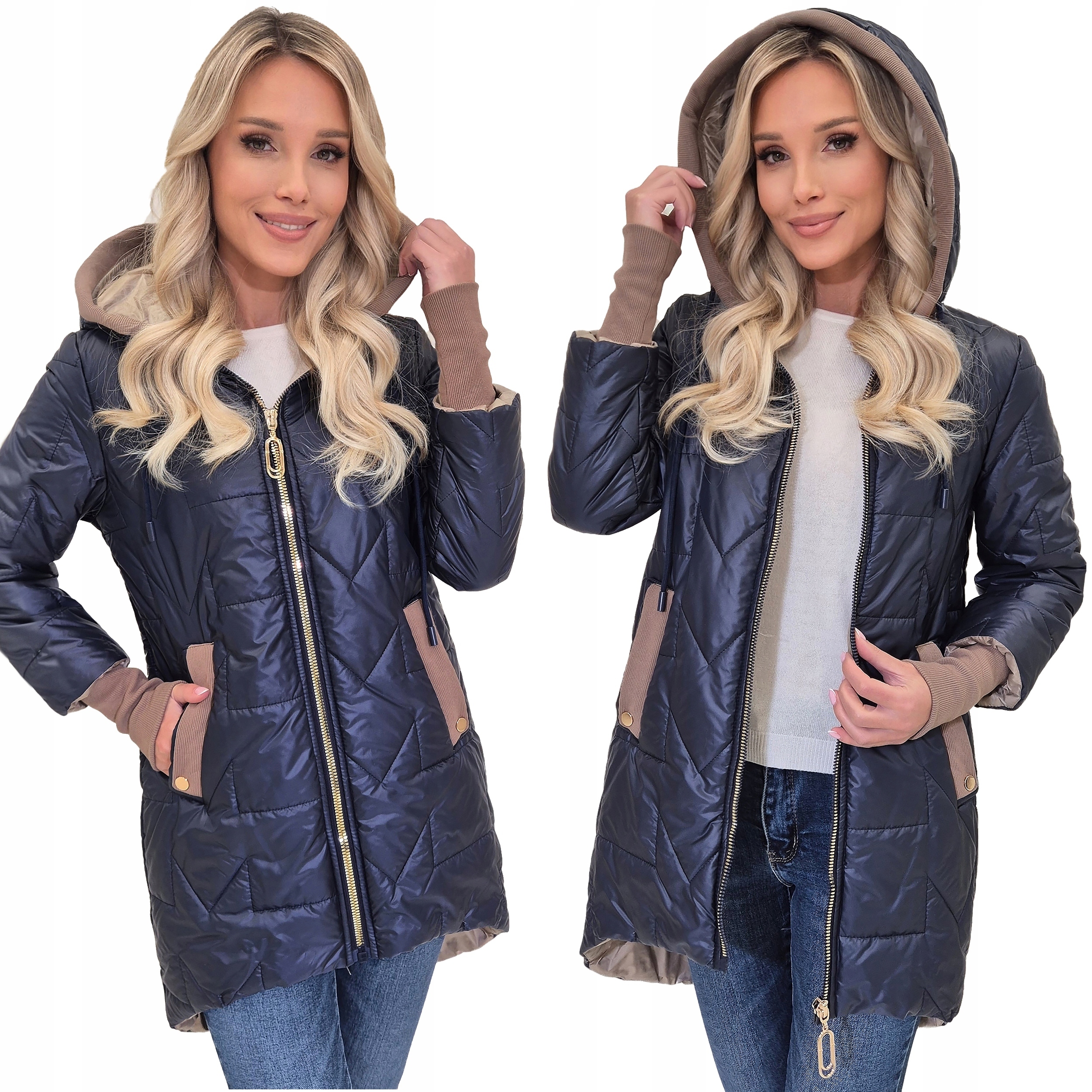 Přechodný Prošívaný Dámský Jarní Kabát S Kapucí, Lehký, Velikost S