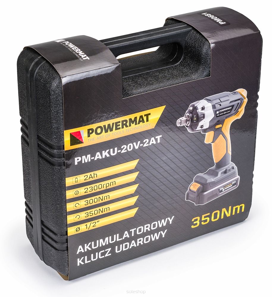 UDAROWY KLUCZ AKUMULATOROWY DO KÓŁ D 20V 2Ah 350Nm + NASADKI Kod producenta PM-AKU-20V-2AT