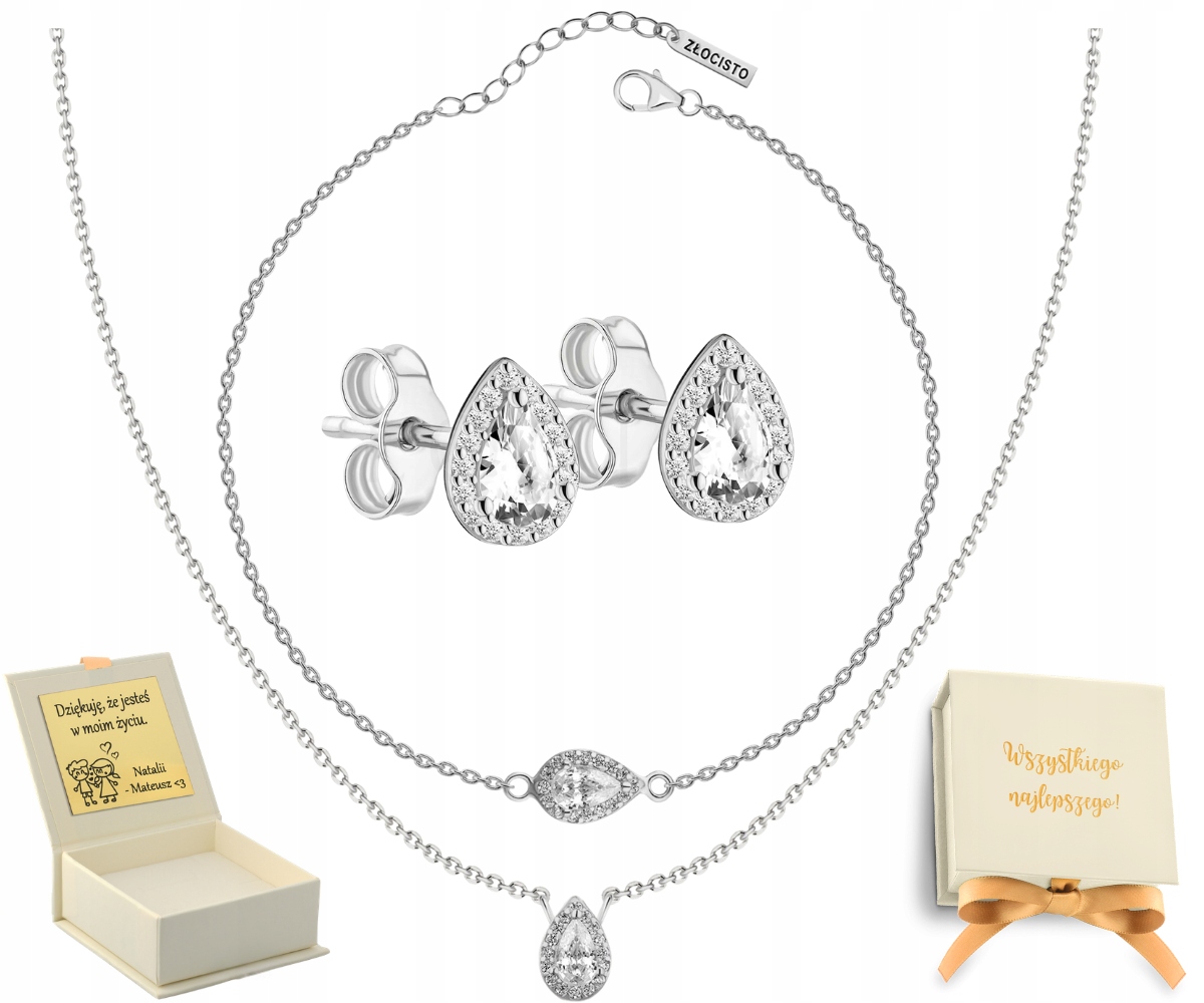 Náušnice Náhrdelník Náramek, Sada Stříbrných Šperků 925 Jako Dárek