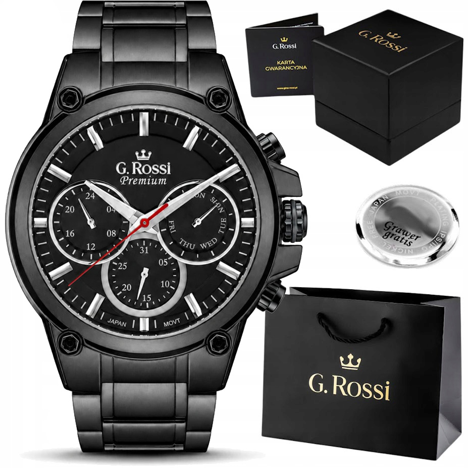 Pánské hodinky G. Rossi Barito Premium ocelové multi-datumovka Gravírování