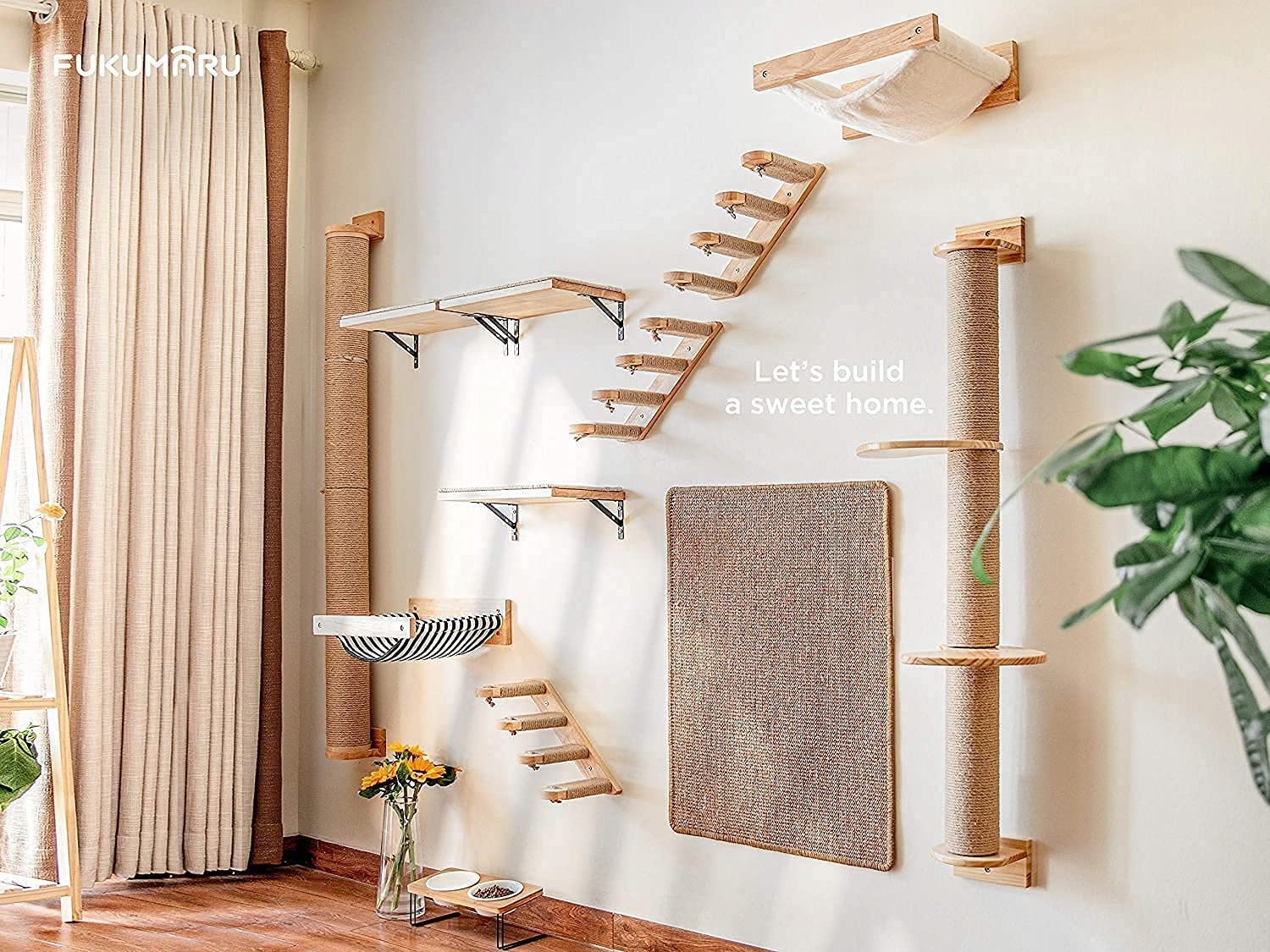 FUKUMARU DRAPAK DLA KOTA NA ŚCIANĘ SŁUPEK DO DRAPANIA 93CM — miniatura 6