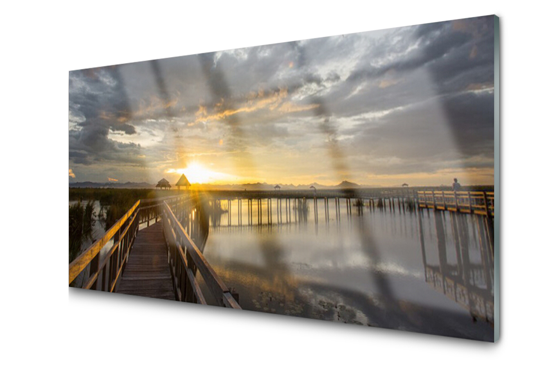 

Panel szklany dekor Most Morze 140x70 + Klej