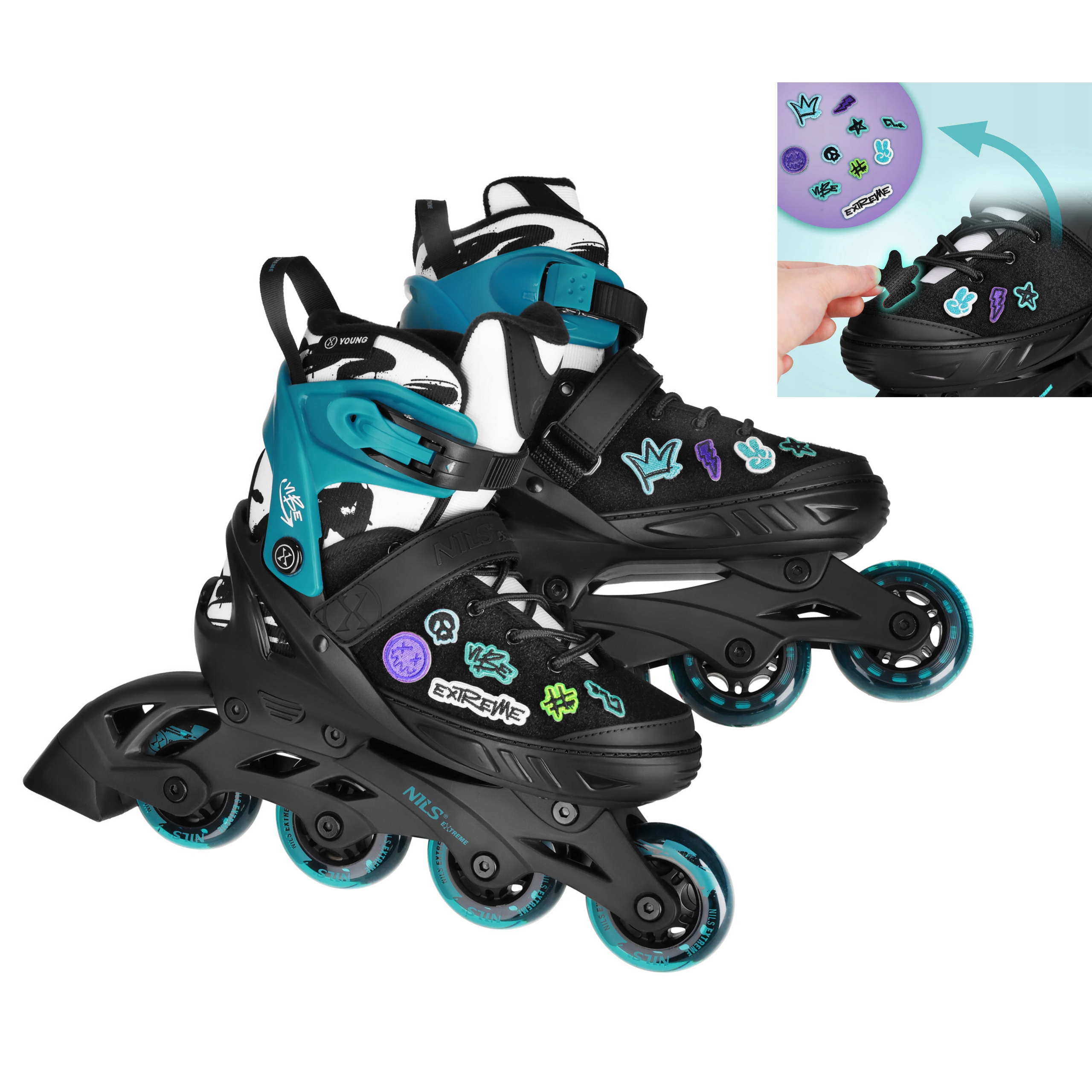 Łyżworolki Damskie Nils Extreme M 37-40 Turkusowe ABEC5 Vibe