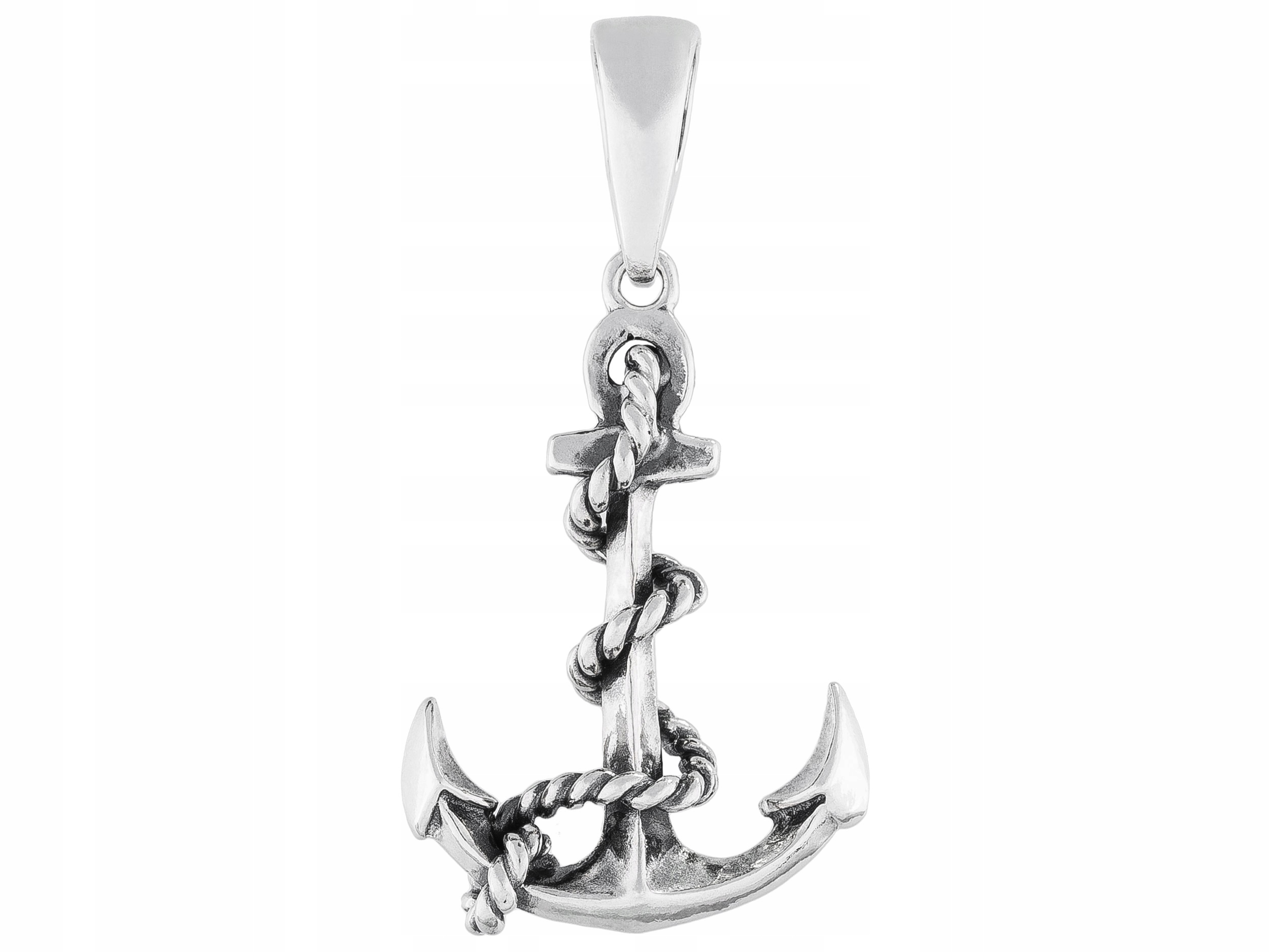 Stříbrný Přívěsek Kotva s lanem Oxidovaná Stříbrný námořní přívěsek